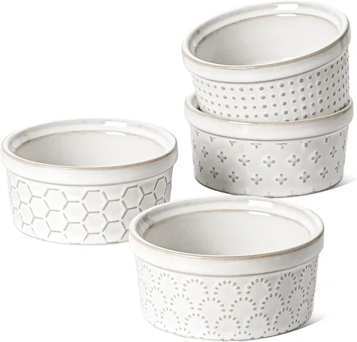 Vista 10 de LE TAUCI Ramekins 2 oz Oven Safe for Creme Brulee, Charcuterie Boards Bowls for Souffle, Small Sauce Bowl, Ceramic Baking Dishes - 3 inch, Set of 4