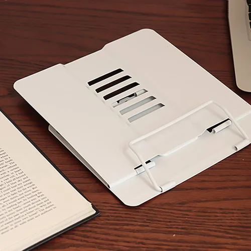Vista 4 de Dicunoy Juego de 2 soportes de metal para libros de escritorio, soporte ajustable para libros, soportes resistentes para recetas, libros de texto