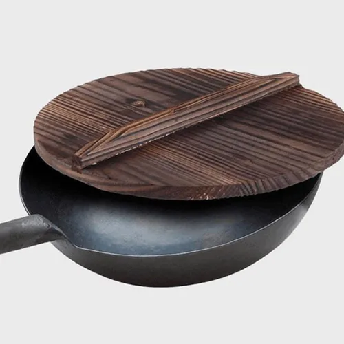 Vista 5 de ERINGOGO Tapa de madera para wok de 12.5 pulgadas, cubierta de sartén de madera natural con mango ergonómico, tapa de olla de cocina