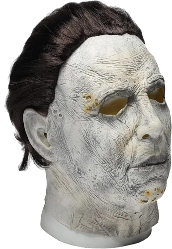Vista 2 de Máscara de Halloween Michael Myers máscara facial aterradora de terror máscara espeluznante de cabeza completa disfraz de látex para adultos
