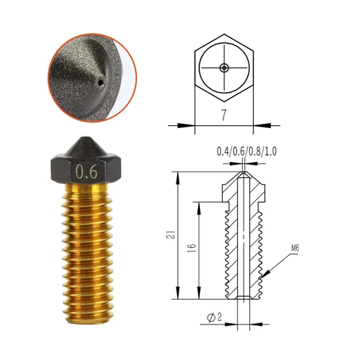 Vista 7 de IdeaFormer-3D 10 boquillas de PTFE Volcán 0.4/0.6/0.8/1.0 Hotend Extrusora PTFE Volcano Boquilla para Artillery Genius, Sidewinder X1, X2