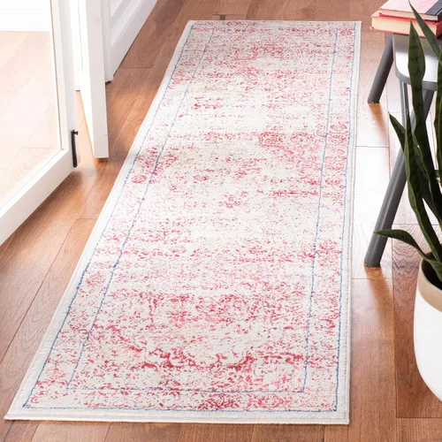 Vista 23 de Safavieh - Alfombra de 2 x 4 pies de la colección Brentwood color marfil y azul marino, alfombra que no suelta pelusas con diseño desgastado