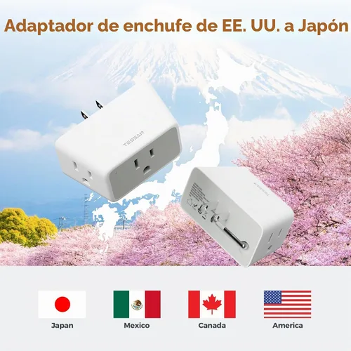 Vista 6 de TESSAN Extensor de toma de pared de enchufe múltiple, 2 paquetes