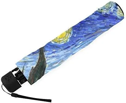 Vista 4 de La noche estrellada por Vincent Van Gogh, paraguas de lluvia plegable de pintura de paisajesombrillasombrilla de sol, Mostrar como la imagen