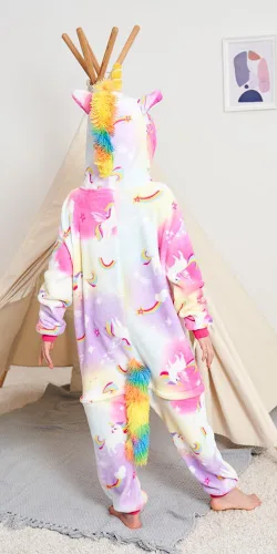 Vista 4 de Kids Unicorn Onesie Animal Pajamas Halloween Cosplay Costume Sleepwear Gift for Girls