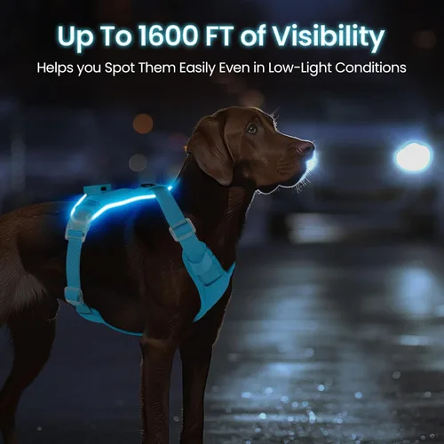 Vista 10 de Arnés para perro con luz LED recargable - Chaleco reflectante para mascotas para caminar por la noche - Arnés de seguridad ajustable sin tirones