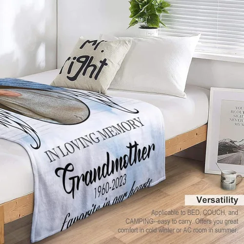 Vista 5 de Artsadd Manta conmemorativa personalizada en memoria amorosa de mamá, papá, padre, abuela, abuelo, nana, manta personalizada con foto, nombre