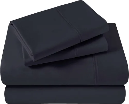 Vista 33 de SUPERIOR Juego de sábanas de algodón egipcio de 400 hilos, 1 sábana bajera elástica con bolsillo profundo, 1 sábana encimera y 2 fundas de almohada