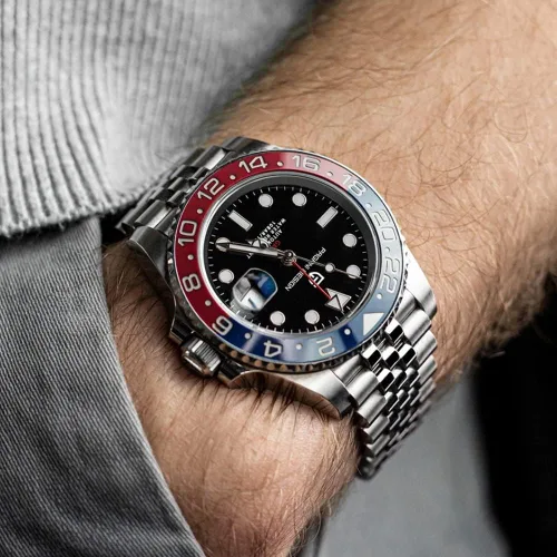 Vista 5 de CADISEN Pagani Design 1662 GMT Reloj mecánico automático para hombre, acero inoxidable, cristal de zafiro, buzo, deportivo, 1.575 in, fecha, 328.1