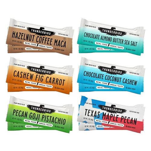 Vista 7 de Thunderbird Real Food Bars - Paquete variado de barras de bocadillos veganos paleo y sin gluten, 102 onzas