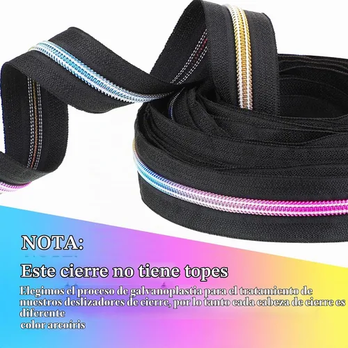 Vista 6 de Zeyune #5 Rainbow - Cinta de cremallera de 10 yardas, 20 tirones