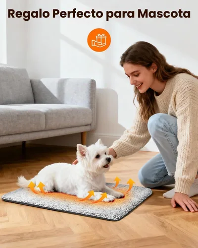 Vista 5 de Cama Autocalentable para Gatos, Almohadilla Térmica Súper Suave para Jaula de Perros, Sofá, Piso, Lavable, Antideslizante, Tapete Autocalentable