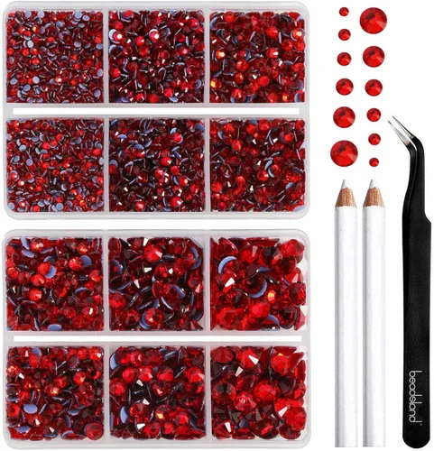 Vista 11 de BEADSLAND Diamantes de imitación termoadhesivos, 6080 piezas de diamantes de imitación azules para manualidades en ropa, 6 tamaños mixtos con lápiz