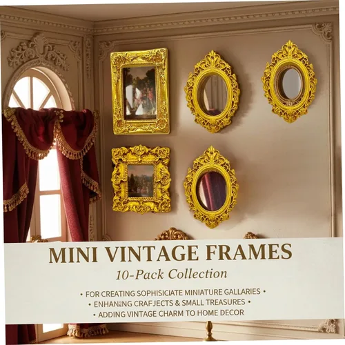 Vista 2 de 10 Pcs Small Gold Frames, Baroque Mini Picture Frames for DIY Phone Case, Craft Decor, and Photography Props