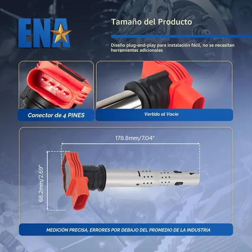 Vista 6 de ENA Bobinas de encendido UF529 compatibles con 2.0T Audi A4 A6 Volkswagen VW CC Passat GTI 2008 2009 2010 2011 2012 2013 2014 2015 2016 2.0 paquetes