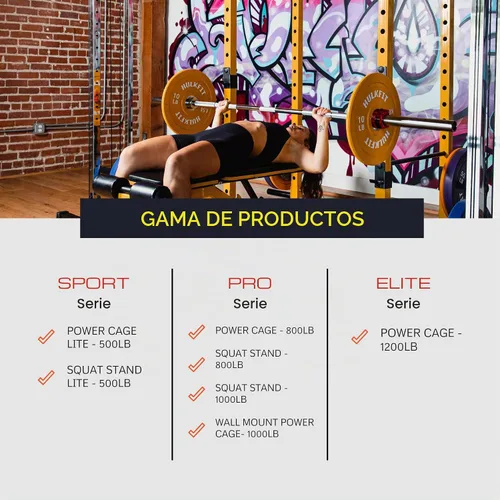Vista 7 de HulkFit Pro Series Power Cage y accesorios de gimnasio en casa - Amarillo