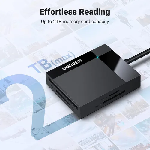 Vista 4 de UGREEN SD lector de tarjetas USB 3.0; adaptador Hub 5Gbps; lee 4 tarjetas simultáneamente; CF, CFI, TF, SDXC, SDHC, SD, MMC, Micro SDXC, Micro SD