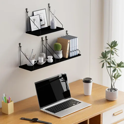 Vista 6 de QsQueen Eleva tu espacio con el juego de 3 estantes flotantes de madera rústica, perfectos para dormitorio, sala de estar, baño y decoración