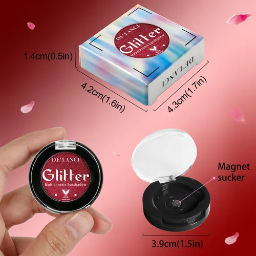 Vista 7 de Afflano Paleta de sombra de ojos roja brillante, sombra de ojos con purpurina roja ultra pigmentada, polvo de sombra de ojos de maquillaje rojo
