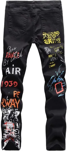 Vista 2 de Jeans ajustados para hombre, pantalones de mezclilla elásticos rasgados