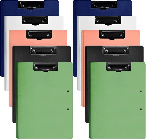 Vista 14 de Carpeta portapapeles plegable A4, carpeta portapapeles de oficina con clip de metal de doble clip, portapapeles de almacenamiento plegable de 360
