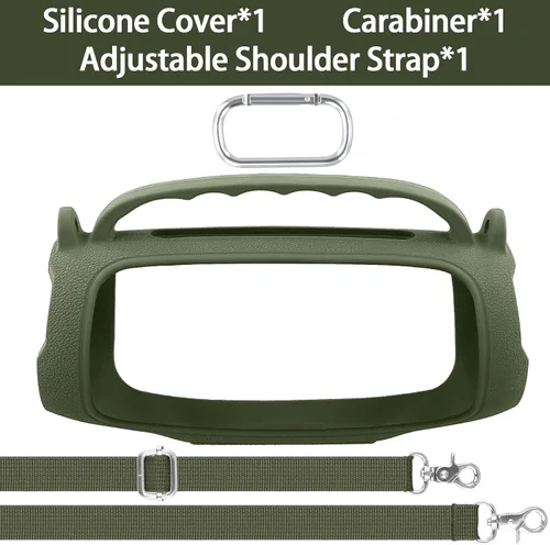 Vista 29 de Funda de silicona compatible con JBL Charge 5 Altavoz Bluetooth portátil impermeable (Cubierta de silicona negra)