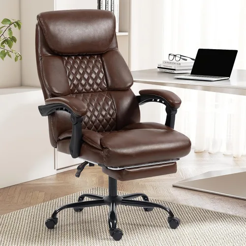 Vista 12 de Silla de oficina – Silla ergonómica de escritorio para computadora con respaldo alto con función mecedora y soporte lumbar, silla ejecutiva cómoda