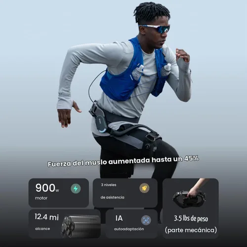 Vista 2 de DNSYS X1 Carbon Exoskeleton, AI-Powered Leg Assistance, 1.2HP Motor, 20km Base Range, 3s Battery Swap, for Hiking, Climbing, Running, Size S