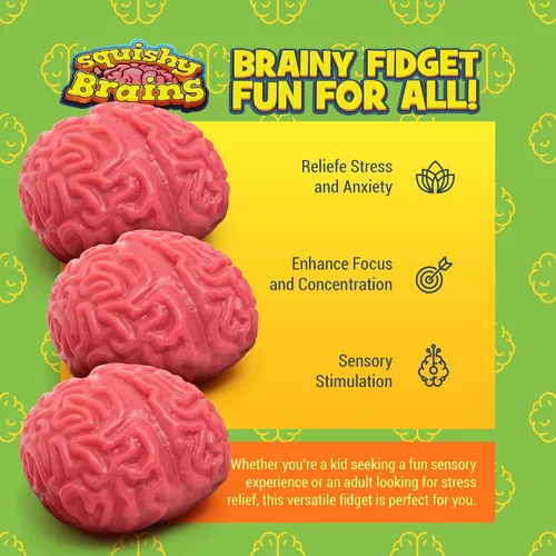 Vista 2 de IPIDIPI TOYS Pelotas blandas para la ansiedad cerebral – Paquete de 3 – Divertido juguete antiestrés – Recuerdos de fiesta en forma de cerebro