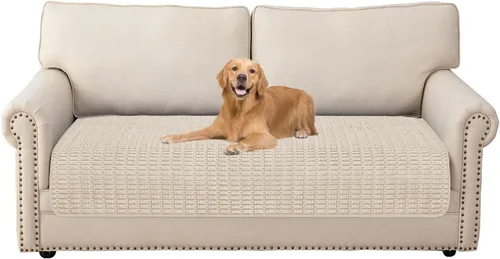 Vista 2 de Muamar Funda de sofá para cama de perro, funda antideslizante impermeable para sofá de sala de estar, tapete de asiento, tapete para perro, Blanco