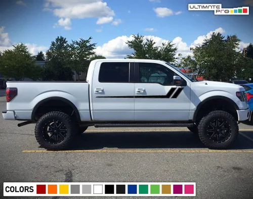 Vista 3 de Kit de calcomanías gráficas de vinilo para puerta superior de carreras, compatible con Ford F150 Series 2009 -Presente (negro)