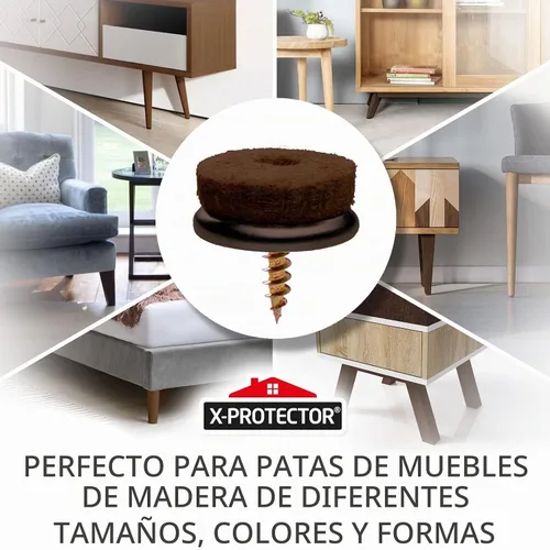 Vista 2 de Almohadillas de Fieltro Atornillables para Muebles X-Protector 24 PCS - Protectores de Piso de 0.8" para Patas de Silla para Pisos de Madera Dura