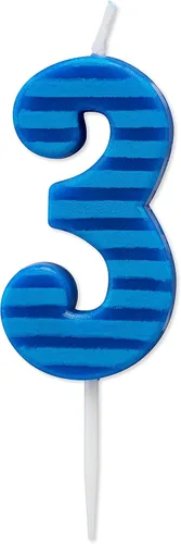 Vista 10 de Papyrus Vela de cumpleaños número 0, rayas azules (1 unidad)