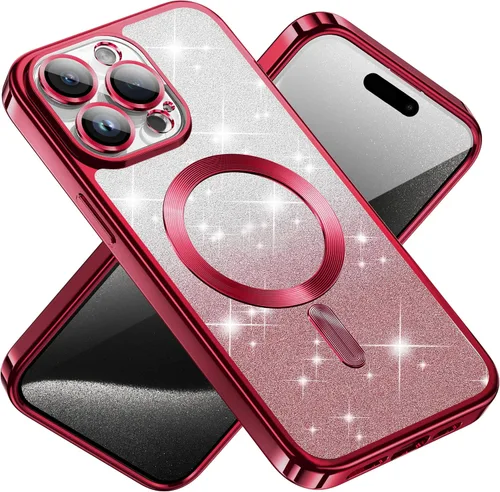 Vista 3 de Funda magnética transparente para iPhone 15 Pro Max, silicona transparente a prueba de golpes con carga MagSafe, fundas protectoras de lujo