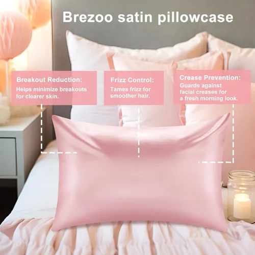 Vista 3 de Funda de almohada de satén para cabello y piel, fundas de almohada más suaves que la seda para cabello y piel, refrescante, sueño de belleza, fundas