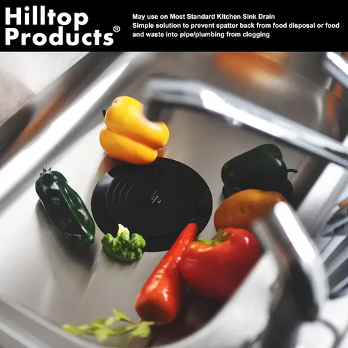 Vista 3 de Juego de 2 tapones para fregadero de cocina y bañera de 6 pulgadas, color negro y gris, para drenaje estándar de fregadero de cocina y desagüe