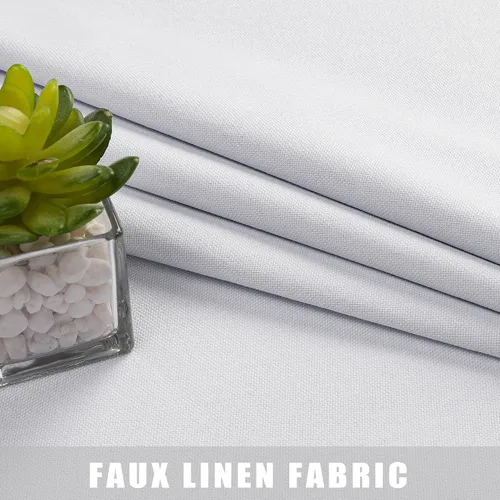 Vista 3 de OVZME Cortinas 100% opacas de 84 pulgadas de largo, 2 paneles para sala de estar, cortinas opacas blancas grisáceas, cortinas con aislamiento