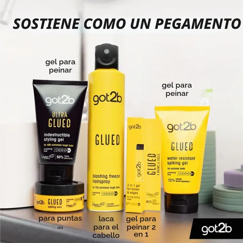 Vista 3 de Schwarzkopf Got2b Pegamento pegado para estilizar, resistente al agua (5.1 fl oz), paquete de 2