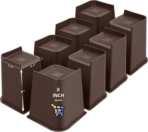 Vista 12 de Elevadores de cama ajustables de 8 pulgadas, soportes de elevación antideslizantes resistentes para camas, sofás, diseño cuadrado duradero