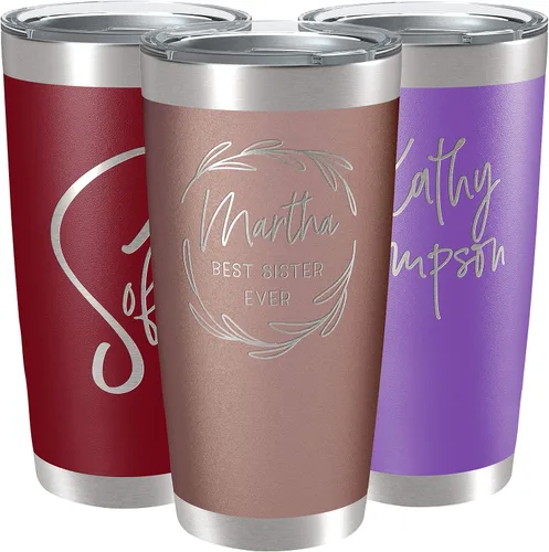 Vista 23 de Vasos personalizados, vaso de acero inoxidable de 20 onzas con tapa 13 diseños diferentes Tazas personalizadas de doble pared aisladas para café