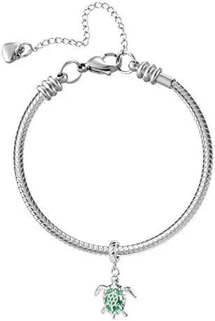 Vista 2 de MZC Jewelry Abalorio colgante de elefante con diseño de tortuga marina y abeja para pulseras de madre, hija, hijo, mamá, para mujeres y niñas