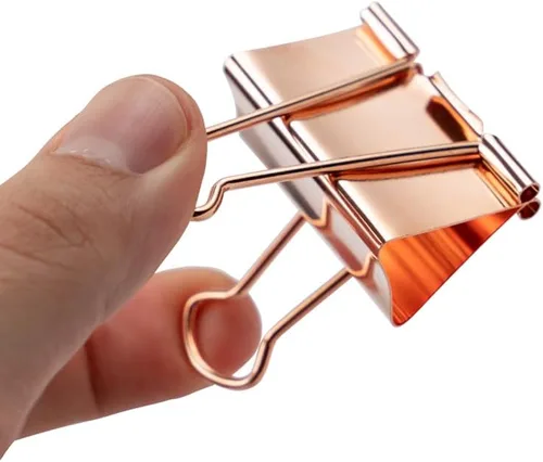Vista 5 de JAM PAPER Clips de Carpeta Coloridos - Grandes - 1 1/2 Pulgadas (41 mm) - Clips de Carpeta Dorado Rosa - Paquete de 12 Oro Rosa