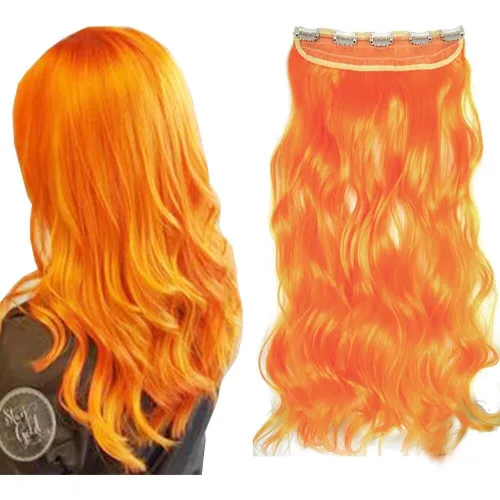 Vista 11 de Extensiones de cabello sintético de 24 pulgadas, 4.23 onzas, color negro, 5 clips, extensiones de cabello sintético resistentes al calor #1 (negro)