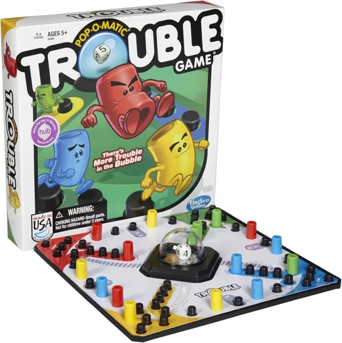 Vista 4 de Hasbro Jenga Classic Wood Block Game Trouble - Juego de mesa para niños a partir de 5 años