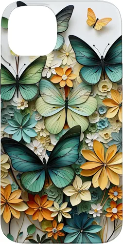 Vista 15 de iPhone 16 mariposa estética mariposas verdes naturaleza acuarela caso