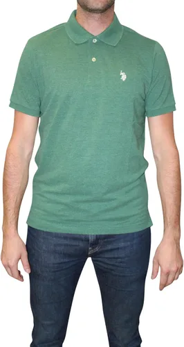 Vista 81 de Polo de piqué de algodón sólido para hombre con pequeño Pony Gris jaspeado
