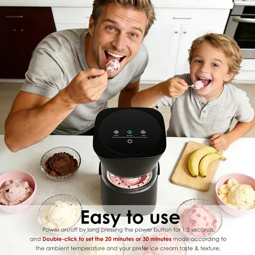 Vista 3 de KITOART Máquina para hacer helados, mini máquina eléctrica de alta calidad para helados, sorbetes y yogur congelado, funcionamiento de bajo ruido