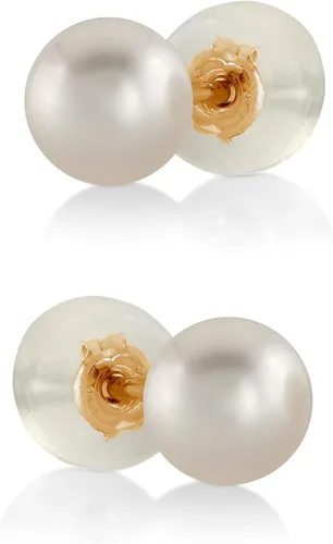 Vista 20 de THE PEARL SOURCE White Japanese Akoya Pearl Stud Earrings for Women – Genuine Cultured Pearls, Hypoallergenic Jewelry with Secure 14k Gold Backing