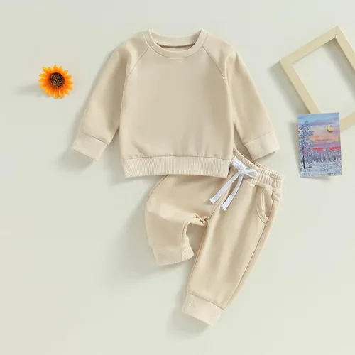 Vista 5 de Hoanselay Conjunto de sudadera de manga larga con capucha y pantalones de otoño e invierno para bebé niño