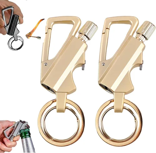 Vista 6 de Encendedor infinito permanente, encendedor de llavero con abrebotellas multiherramienta, impermeable y reutilizable, resistente al viento